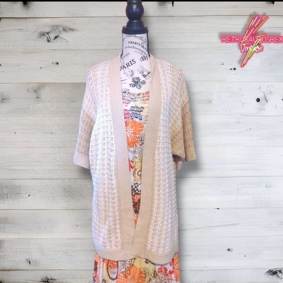 VINTAGE Coldwater Creek Beige Neutral Open Cardigan Sweater - Picture 7 of 8